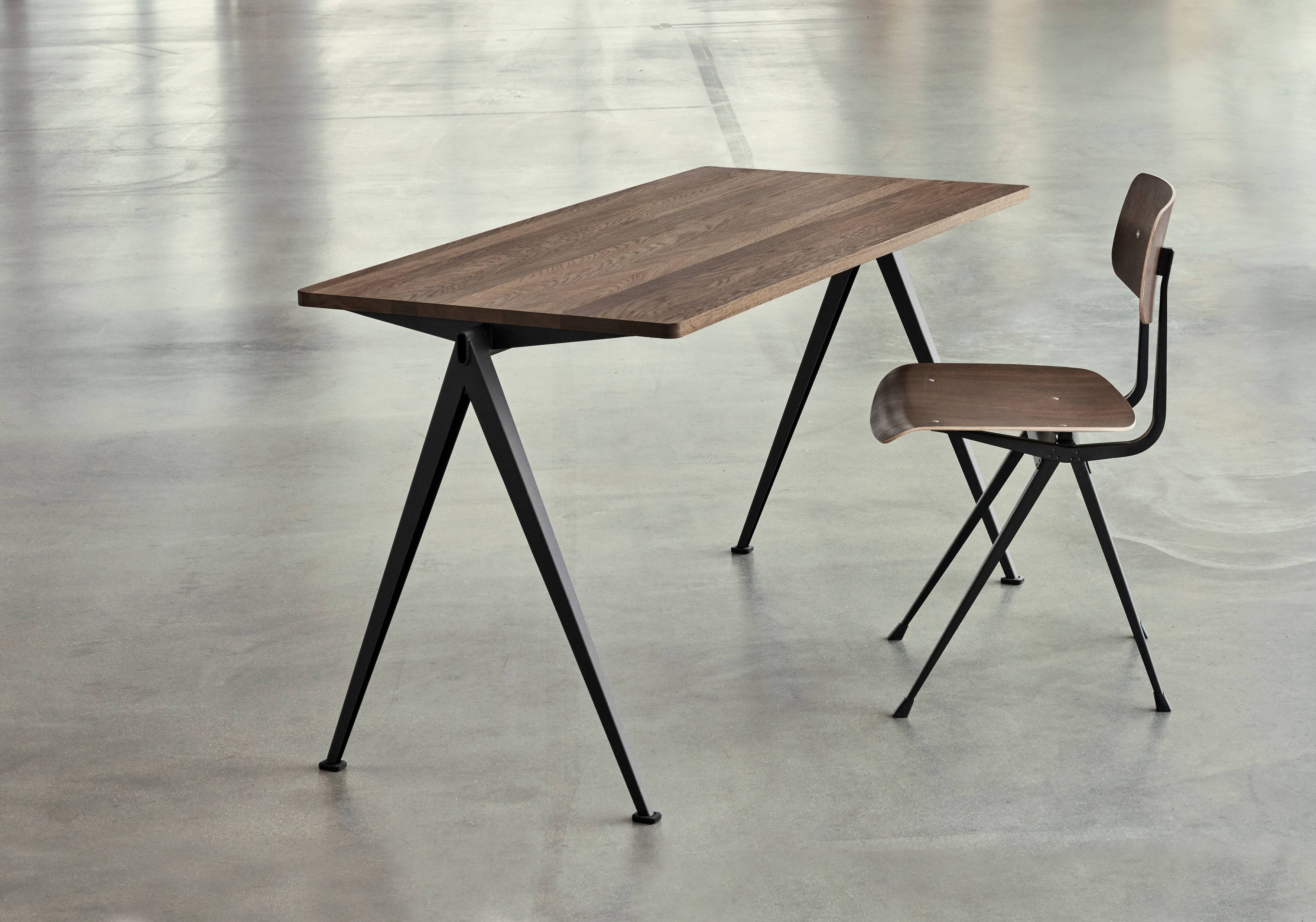 Hay PYRAMID TABLE 01-black powder coated steel - smoked solid oak 00